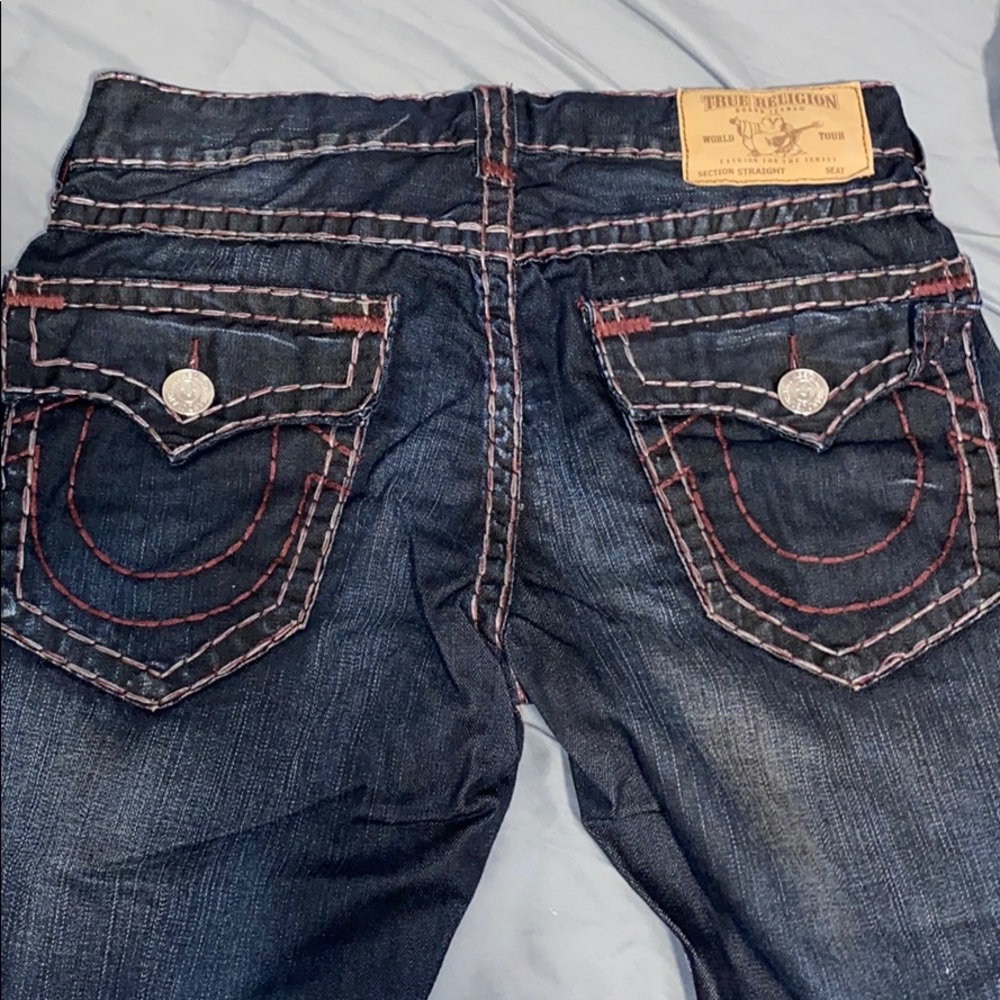 True religion, straight jeans, red lace